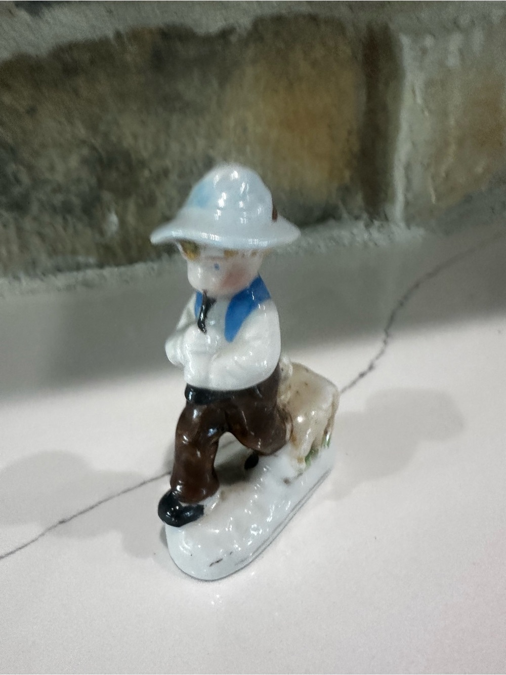 Vintage Shepherd Boy & Sheep Horn Instrument Made In Japan Porcelain